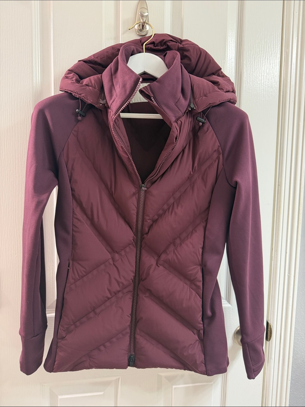Athleta Quilted Hooded Puffer Jacket - Plum